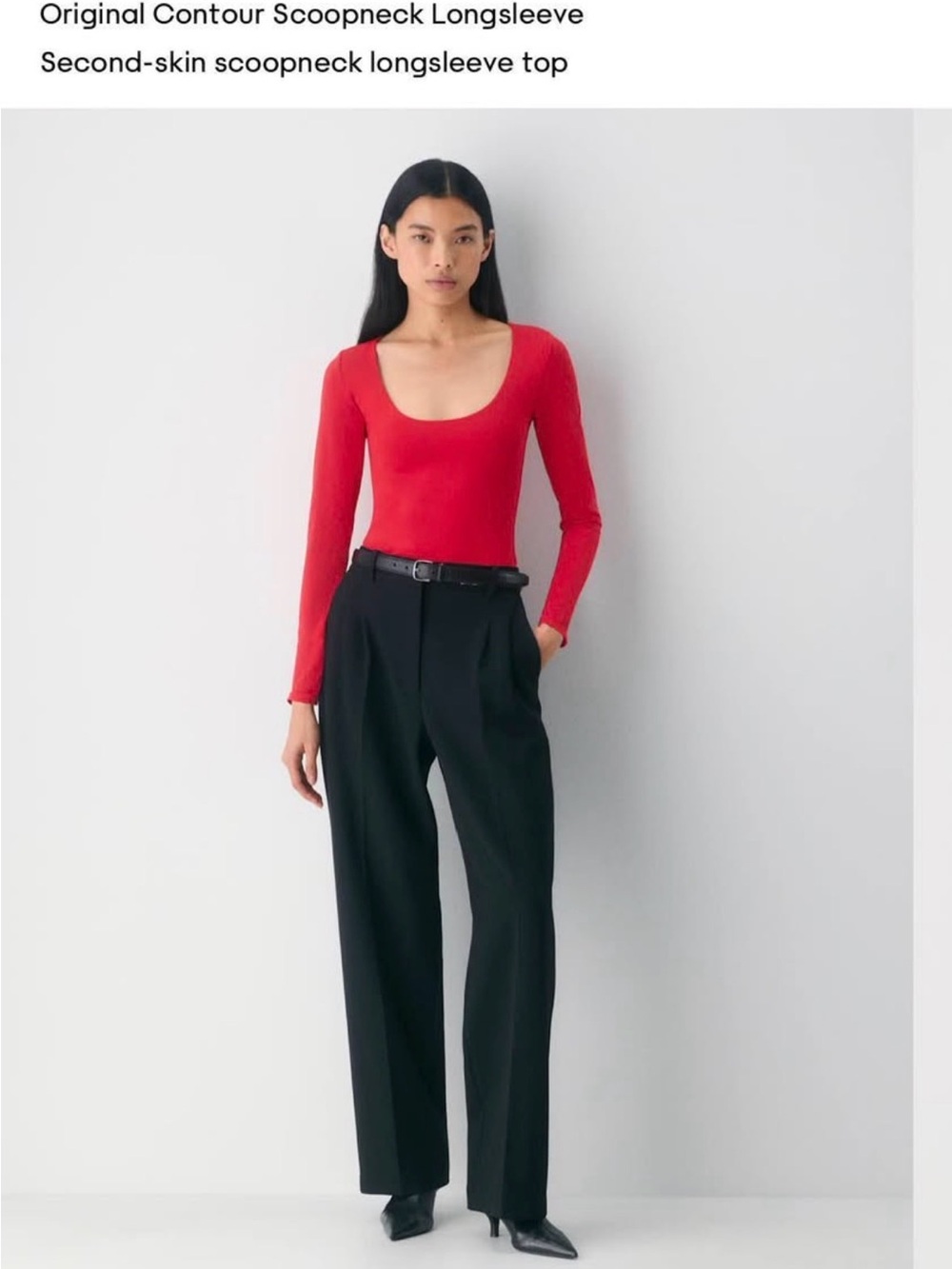 Aritzia Original Contour Scoopneck Longsleeve, Red
